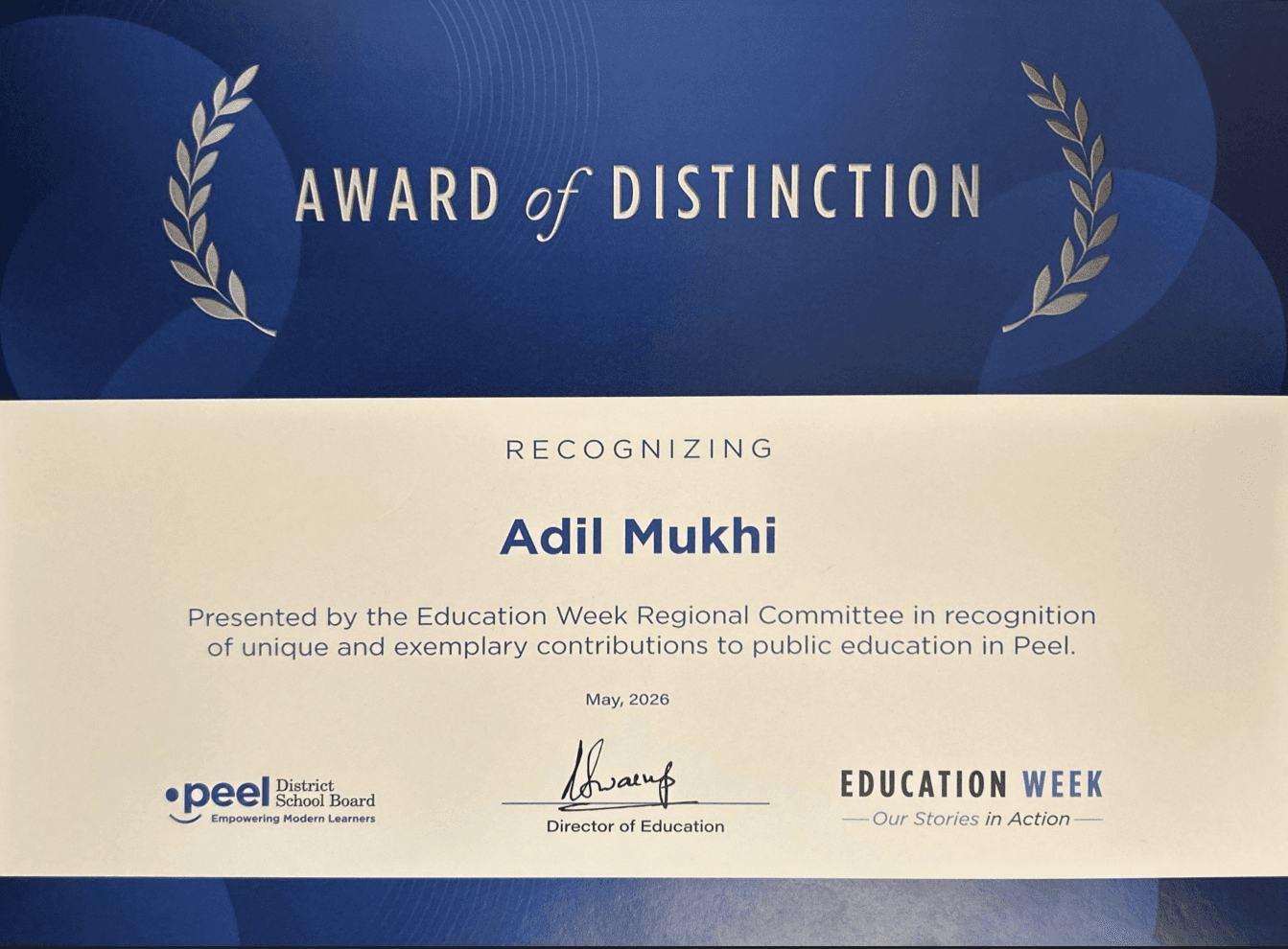 Award of Distinction — Peel District School Board