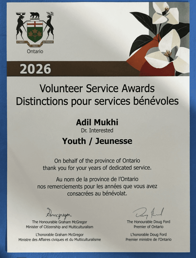 Ontario Volunteer Service Award — Dr. Interested (2–4 Years)