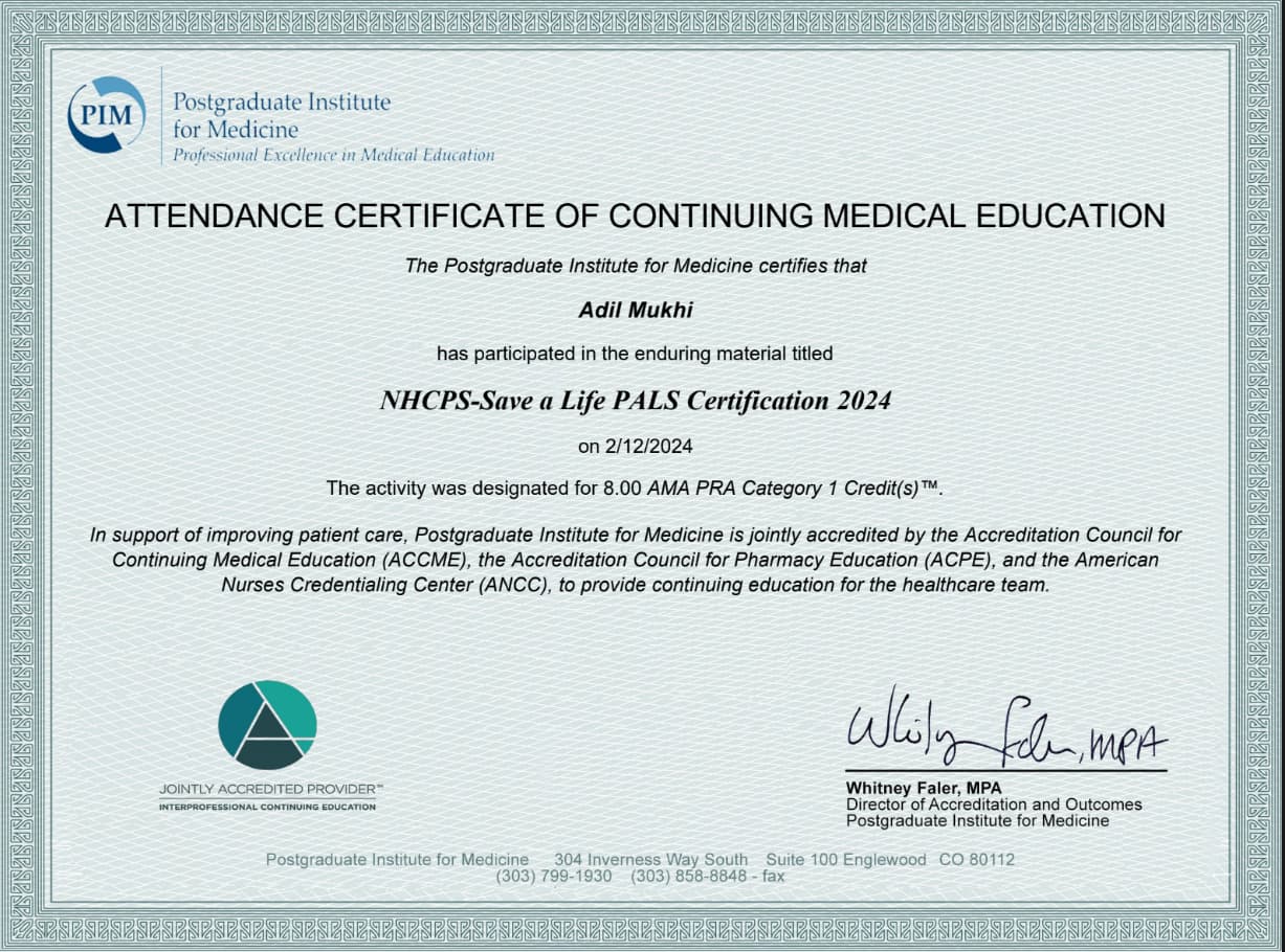 NHCPS – Save a Life PALS Certification 2024