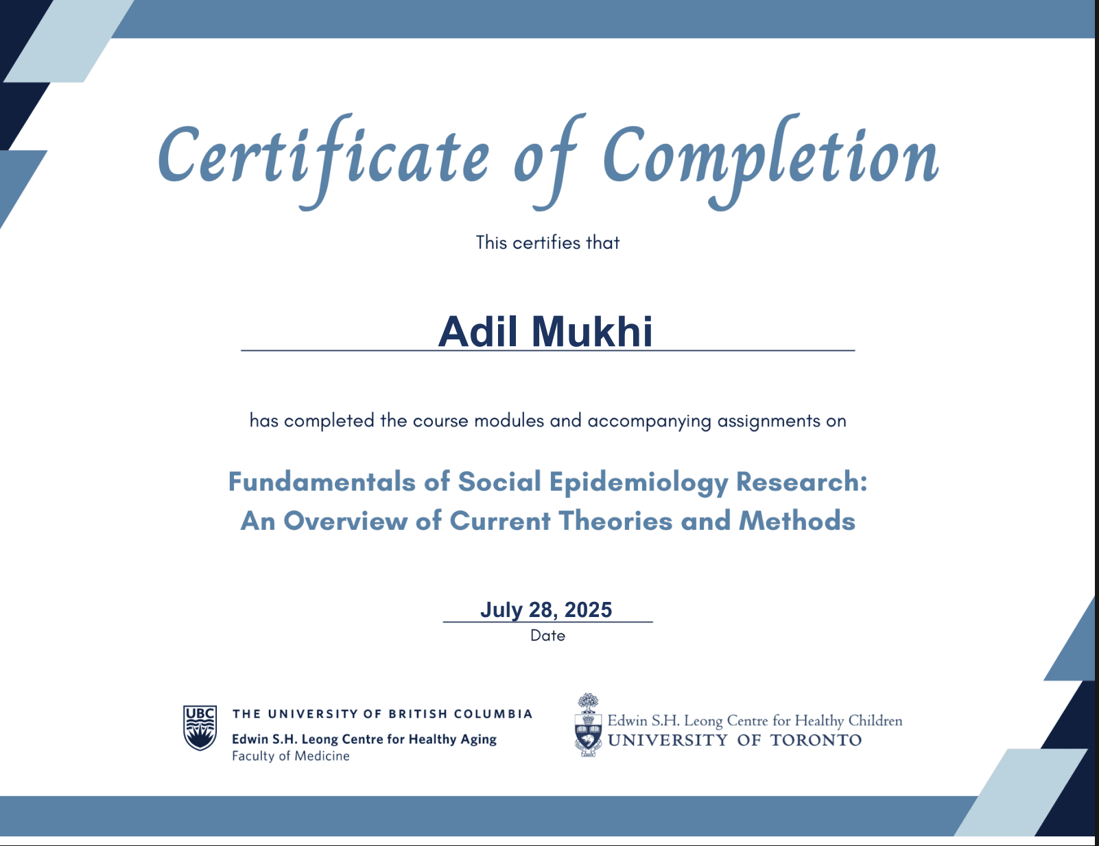 Social Epidemiology Course: Fundamentals of Social Epidemiology Research