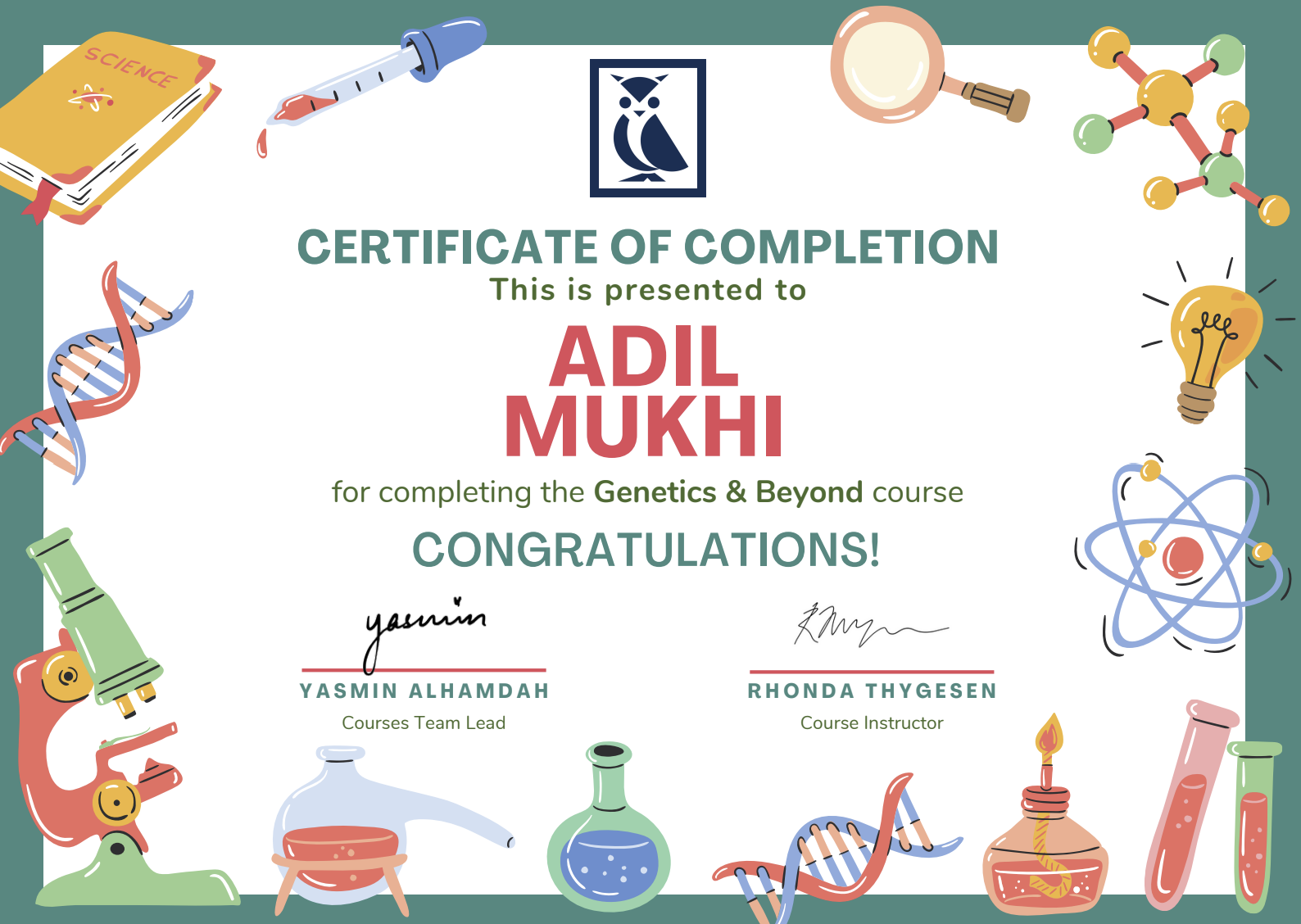 Certificate of Completion - Genetics & Beyond
