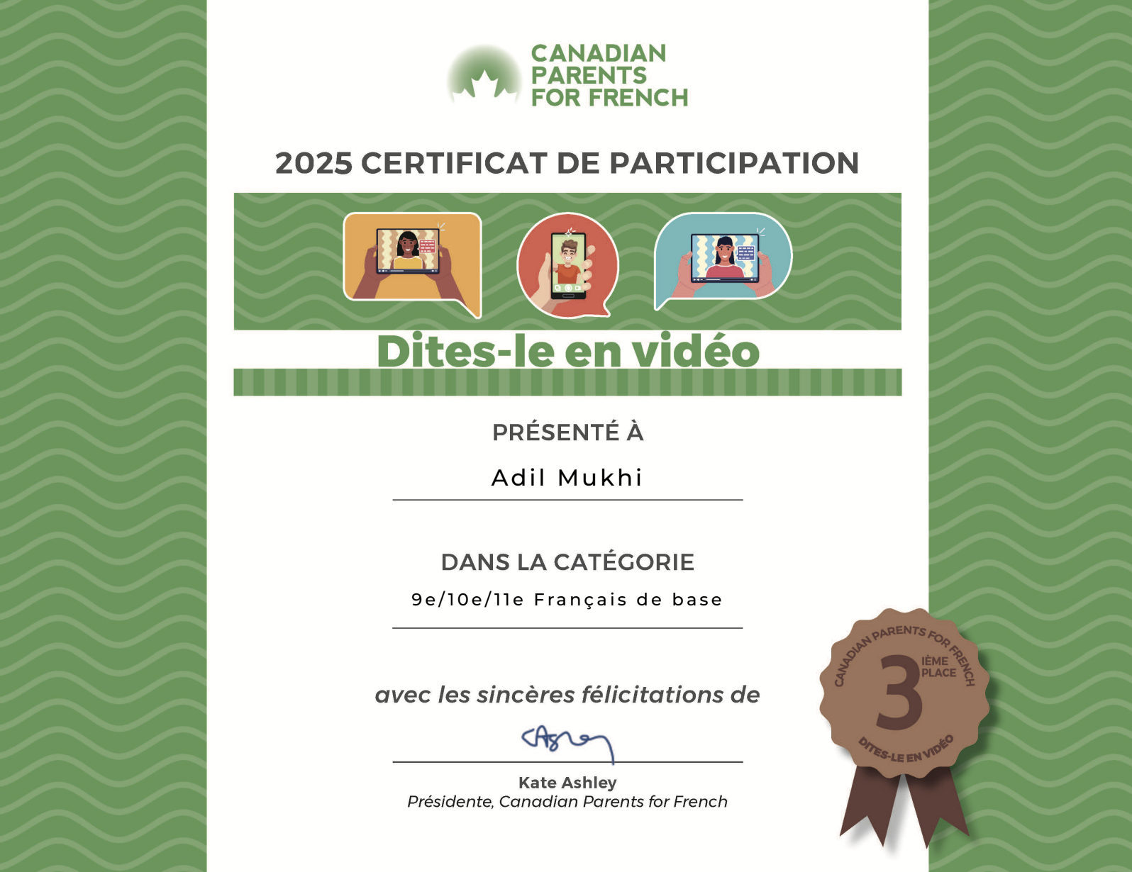 3rd Place - Dites-le en vidéo 2025
