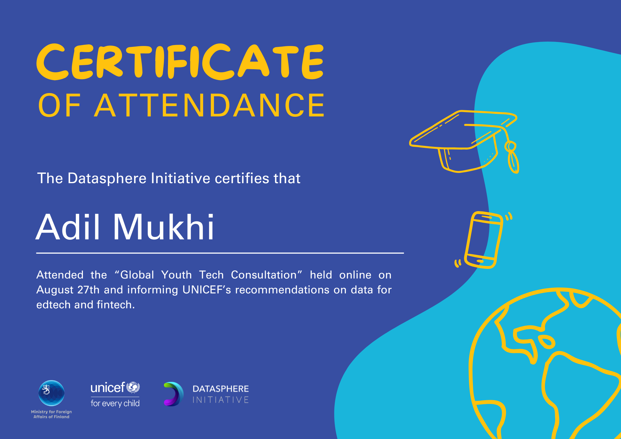 Certificate of Attendance – Global Youth Tech Consultation