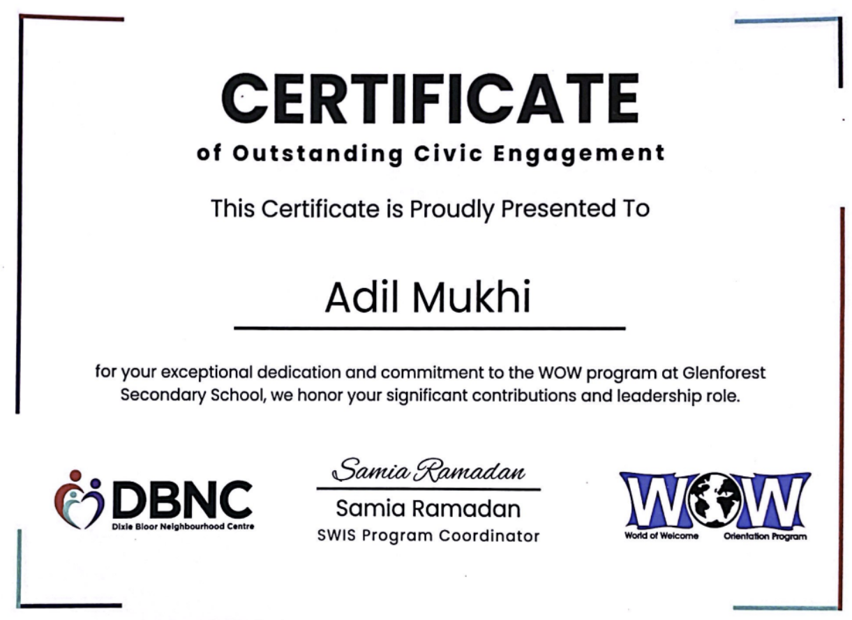 Certificate of Outstanding Civic Engagement