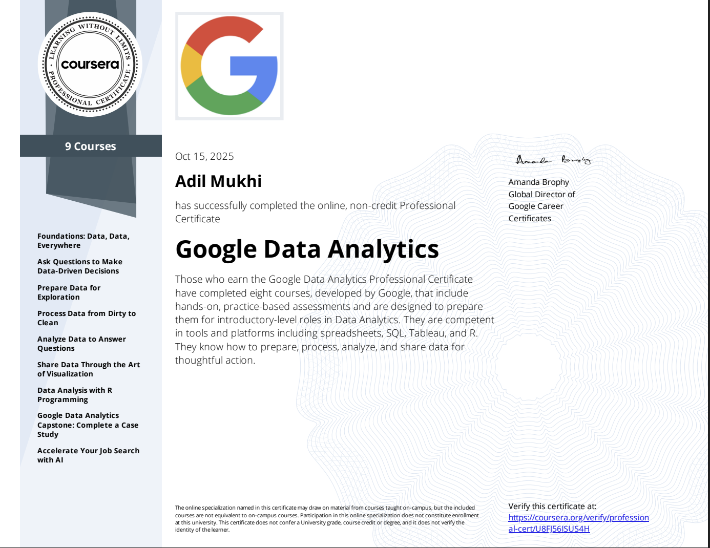 Google Data Analytics Professional Certificate (v2)