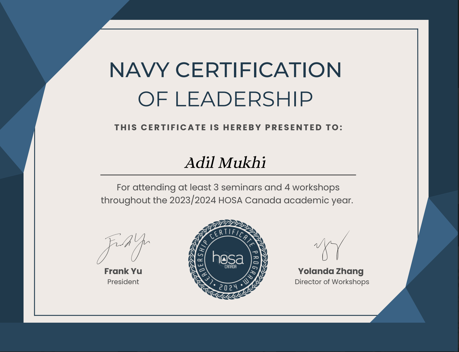 Navy Certification of Leadership
