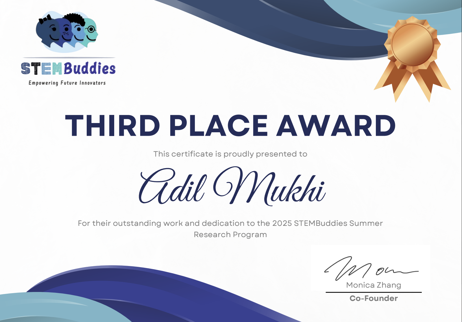 Third Place Award - Summer Research Program